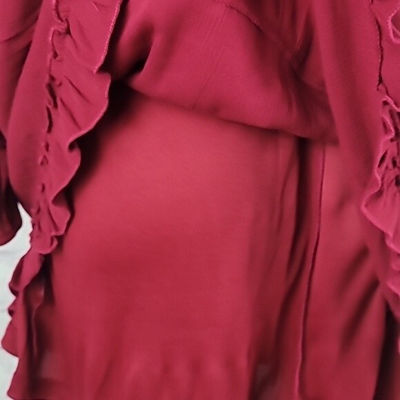 Altar'd State Ruby Red Long Sleeve Dress w elasticized waist & wrists Size small - Picture 8 of 11